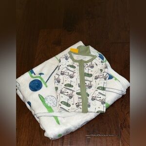 Golf Themed Baby Boy Outfit & Blanket Gift Set